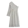 Casual Dresses 2023 Summer Asymmetrical One-sided Long-sleeved Polka-dot Print Dress Vestidos Mujer