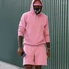 Männer Trainingsanzüge Fleece Zweiteilige Sets Männer Hip Hop Streetwear Mode Reine Farbe Langarm Hoodies Und Shorts Herren Freizeitkleidung