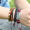 Charm Bracelets Vintage Leather Bracelet For Men Woven Cowhide One Arrow Pierced Heart Genuine Couple Jewelry Multi-layer Set