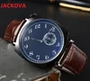 Crime Premium Mens Digital Number Dial Watches Quartz Movement Male Time Clock Genuine Leather Band Sapphire Glass One Eye Design daydate Moon Phase Wristwatch