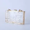 New Bag 2023 Acryl Dinner Water Ripple Square Chain Portable Ice Crack Dames 230804