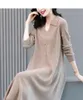 Casual Dresses Westernized Fat Mom Mid Length Autumn/Winter Dress Plus Size Knitted Shirt Middle Aged Female 40 Year Old 50 Sweater Skirt