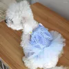 Hundkläder stilig klänning andas puffy hem öron husdjur katt pläd prinsessa blommor dekor mesh daglig slitage