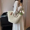 Abendtaschen 2023 Sommer Frauen Handgewebte Stroh Strand Große Totes Vintage Dame aushöhlen Handtasche Bohemian Korb Urlaub Schulter