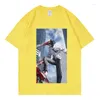 T-shirts pour hommes Anime tronçonneuse hommes coton à manches courtes 2d imprimé mode T-Shirt haute qualité col rond confortable