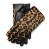 Fingerless Gloves YY5388 Novelty Women Leopard Print Genuine Leather Ladies Short Winter Wool Lined Thick Luvas Botton Warm Guantes Mujer 230804