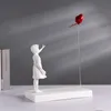 Objetos decorativos Estatuetas Coração Balão Menina Voadora Inspirada Na Arte de Banksy Escultura Moderna Decoração de Casa Estátua Grande Artesanato Ornamento 230803