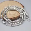 Chains Pure 925 Sterling Silver 4mm Wheat Link Chain Necklace 21.6inch L