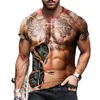 T-shirts pour hommes mode drôle hommes musclés T-Shirt impression 3D décontracté col rond manches courtes surdimensionné vêtements à séchage rapide