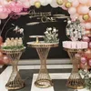 Lyxig bröllopsdekoration rund gulddessertbord cylinder blomma stativ kakhållare för parti bankett hall platslayout rekvisita