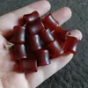 Pierres précieuses en vrac 14.5 13mm perles de bambou en agate rouge patiné pour la fabrication de bijoux bracelet à bricoler soi-même collier tibétain vieux perle bijoux accessoires