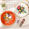 Chinese Style Products Flowers Plant Stamped Embroidery Kits Beginners DIY Cross Stitch Set Instructions Punch Needlework Handmade Starter Sewing Craft