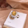 Cluster Ringen Luxe Topaz Bloem Ovale Diamanten Paar Ring Voor Vrouwen Geometrische Zirkoon Valentijnsdag Gift Sieraden