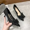 Dress Shoes Women's Sexy Pointed Toe Office Women's Shoes Thin High Heels Soft Women's Pump Bow Knot Green Pump Women's Slide on High Heels Z230804