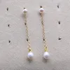 Kolczyki Dangle Natural Pearl Bead Long Chain Hodowlany wisiorek słodkowodnej dla biżuterii Women Prezent 5x50 mm