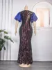 Robes grande taille couleur bleue fête africaine pour les femmes robe à paillettes robes de dinde vêtements soirée de mariage