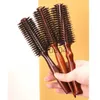 Hair Brushes Profession Hair Comb Natural Boar Bristle Rolling Brush Round Barrel Blowing Curling DIY Hairdressing Styling Tool x0804