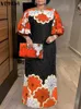 Plus la taille Robes VONDA Bohème Femmes Robe De Soirée D'été Vintage Demi Manches Floral Imprimé Casual Lâche Maxi Robe D'été Robe De Plage Femme 230803