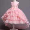 Robes de fille bébé dentelle rose princesse queue robe pour fille élégante fête d'anniversaire avec fleurs robe bébé fille vêtements de noël 3-12 ans 230803