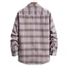 Men's Casual Shirts Turn-down Collar Shirt Jacket Plaid Print Cardigan Stylish Mid-length Coat With Single-breasted