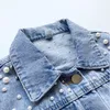Jackor Pearls Beading Denim Jacket For Girls Fashion Coats Children Clothing Autumn Baby Girls Clothes Ytterkläder Jean Jackets Coat 230803