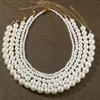 Ketten 5 Stück Vintage Perlenkette Runde weiße Perlen Strang Trendy Snazzy Faux Choker für Frauen Mädchen Geschenke