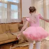 Stage Wear Girl Ballet Leotards Short Ruffle Sleeve Skirted Tutu Dress Toddler Outfits Classic Gymnastic Ballerina Fluffy 4 Layer Summer