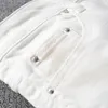 Men S Jeanse Sokotoo White Crystal Otwory Raped Fashion Szczupłe, rozciągające dżinsowe spodnie 230804