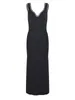 2023 Early Autumn New Maje Women's Fashion French Style Black Sexy Long Strap Dress