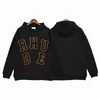 2023 Sudaderas con capucha para hombre Rhude Sudadera con capucha Estampado de letras Manga larga Moda Hombres Mujeres Streetwear Suéter de lujo Hip Hop Sudaderas con capucha Sudaderas de marca