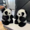 Keychains Chinese Cute Panda Pendant Keychain Sweet Y2K Soft Plush Animal Key Chains Keyring For Women Unisex Gift Bag Car Jewelry