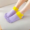 Skarpetki dla kobiet bawełniane pięć palców oddychające sporty biegowe stały kolor żółty niebieski skarpetek soks Sox