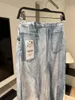 Юбки женщины 2023 Мода Лето синяя джинсовая джинсовая печать сатинмиди юбка винтаж высокая талия на молнии