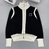Women's Jackets Designer CE Home Knitted Long Sleeve Stand Collar Triumphal Arch Embroidery Zipper Cardigan Coat 2022 Autumn and Winter New W1WW
