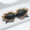 Lunettes de soleil 2023 coloré marguerite perle femmes/hommes coeur oeil de chat lunettes de soleil fête Y2k Bling lunettes lunettes UV400