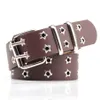 Star Eye Rivet Belt Goth Style Dubbel Pin Buckle Man/Woman Fashion Casual Puck Style Pu Leather Waistband Jeans Accessories