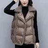 Coletes femininos inverno lã de cordeiro patchwork colete moda coreana gola virada para baixo colete de algodão plus size feminino solto sem mangas parkas