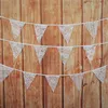 Banner Flags 10M 36 Pennant Lace Hessian Flags Birthday Carnival Fabric Bunting Wedding Party Decor Banner Home Baby Shower Garland 230804