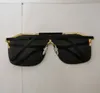 Överdimensionerad sköld solglasögon mask guld/mörkgrå lins unisex designer solglasögon Sonnenbrille gafa de sol uv glasögon med låda