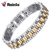 Bracelets porte-bonheur RainSo 99999% pur Germanium Bracelet pour femmes Corée acier inoxydable santé énergie magnétique Couple bijoux 230803