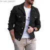 Vestes pour hommes Jeans Manteaux Veste Printemps et Automne Veste en jean Slim à manches longues Tops décontractés Boutonné Survêtement Couleur unie Veste en jean T230804