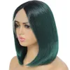 Lace Wigs Ombre Green Front Wig Synthetic High Quality Short Bob For Women Straight Pre Plucked 230803