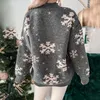 Damenpullover Pullover Frauen Weihnachten Grün Pullover Strickwaren Schneeflocke Lose Flauschig Top Trend Herbst Winter Strickpullover