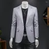 Costumes pour hommes 2023 solide gris couleur étape col mince Blazer formel affaires porter un bouton costume taille S-5XL