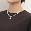 Choker Mooie Vintage Parel Metalen Vlinder Hanger Ketting Vrouwelijke Eenvoudige Mode Meisjes Bruiloft Geschenken Accessoires