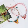 Bracelets Fashion Butterfly Rope Bracelet for Women Cute Rabbit Animal Beads Summer Friendship Wedding Wrist Jewelry Gifts R230804