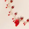 Red Floral Hairband Wedding Hair Accessories For Women Pearl Leaf Tiaras Fashion Bridal Headbands Queen Novia Hair Jewelry