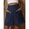 Shorts feminino 2023 Cotton And Bud cintura alta fashion grande perna larga casual feminino para