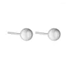 Studörhängen Real 925 Sterling Silver Matte 6mm Boll för kvinnor Fina smycken Minimalistiska S925 Earings Girl Gifts Kvinna