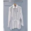 2023 Summer New French Celebrity Little Fragrance Design Sense Lace Up Waist White Shirt Dress